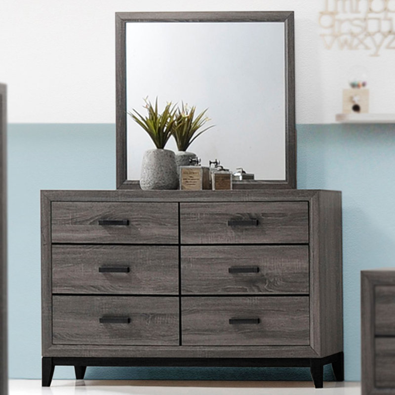 Union Rustic Aesthetic 6 Drawer Double Dresser with Mirror Wayfair